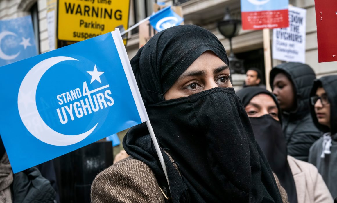 Muslims protest Uyghur genocide in front of Chinese embassy, London, November 13, 2021. Koca Vehbi/Shutterstock.com