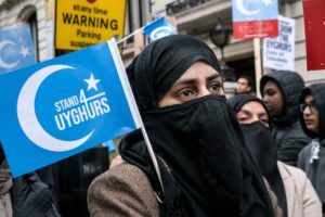 Muslims protest Uighur genocide in front of Chinese embassy, London, November 13, 2021. Koca Vehbi/Shutterstock.com