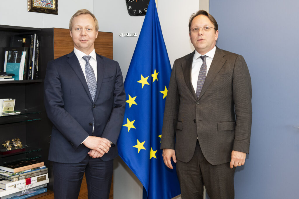Olivér Várhelyi, European Commissioner for Neighbourhood and Enlargement, receives Sven Koopmans, EU Special Representative for the Middle East Peace Process.